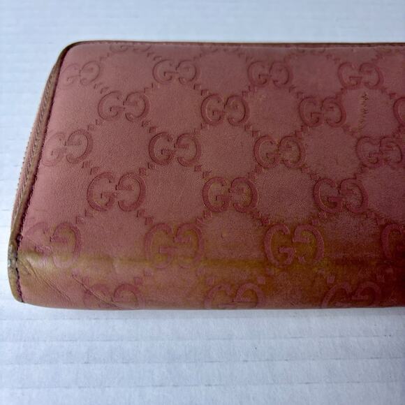 GUCCI Guccissima Leather Zip Around Wallet Pink - Picture 9 of 14